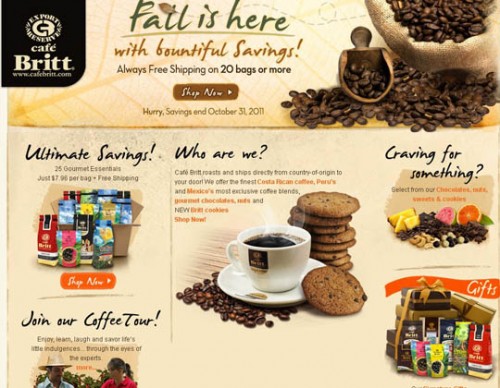 わず「ホッ」とする。茶色ベースで素敵にデザインされたコーヒーショップのウェブサイト